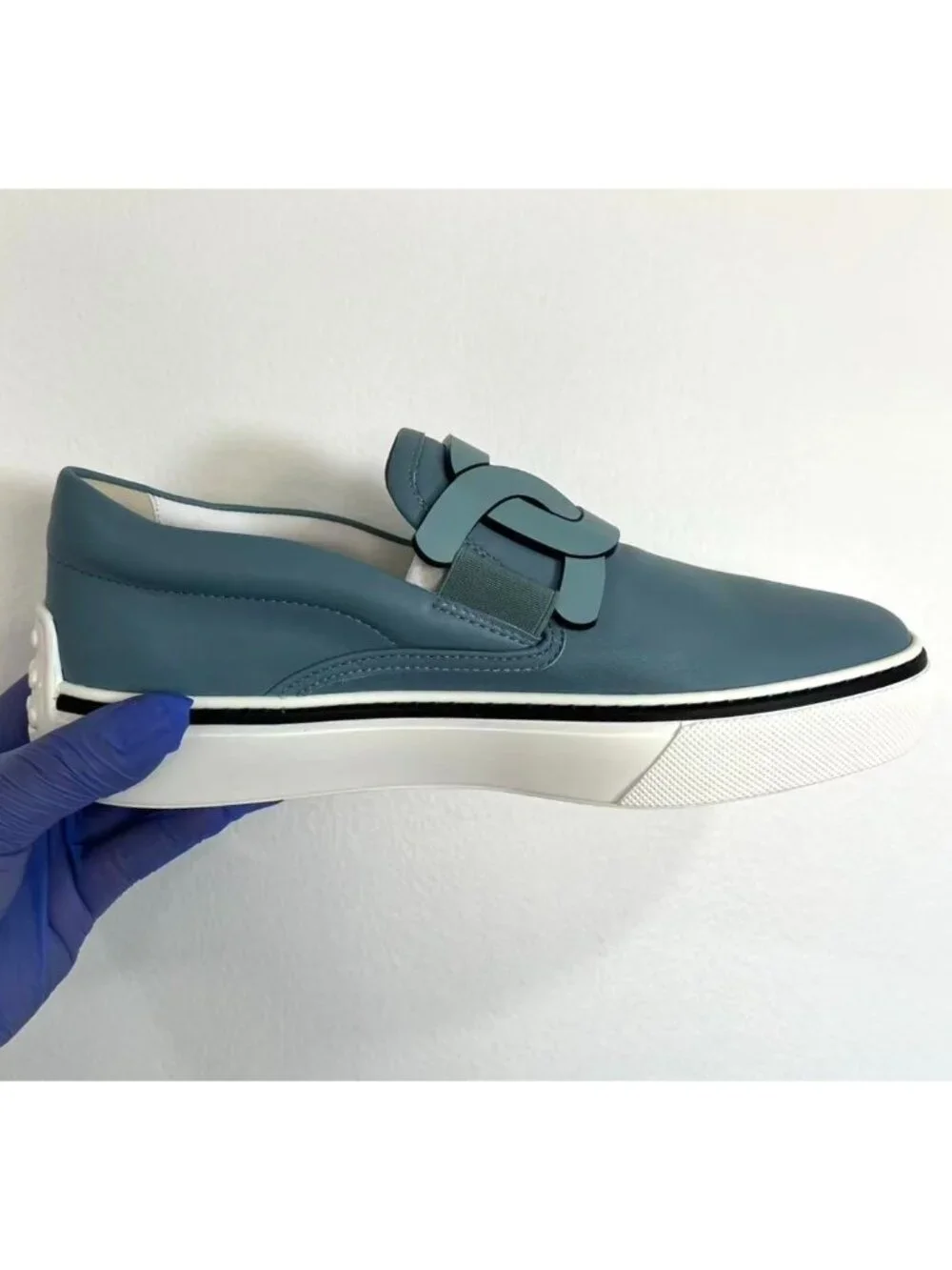 Tod’s Women’s Catena Pelle Slip-on Leather Sneakers Light Blue EU38